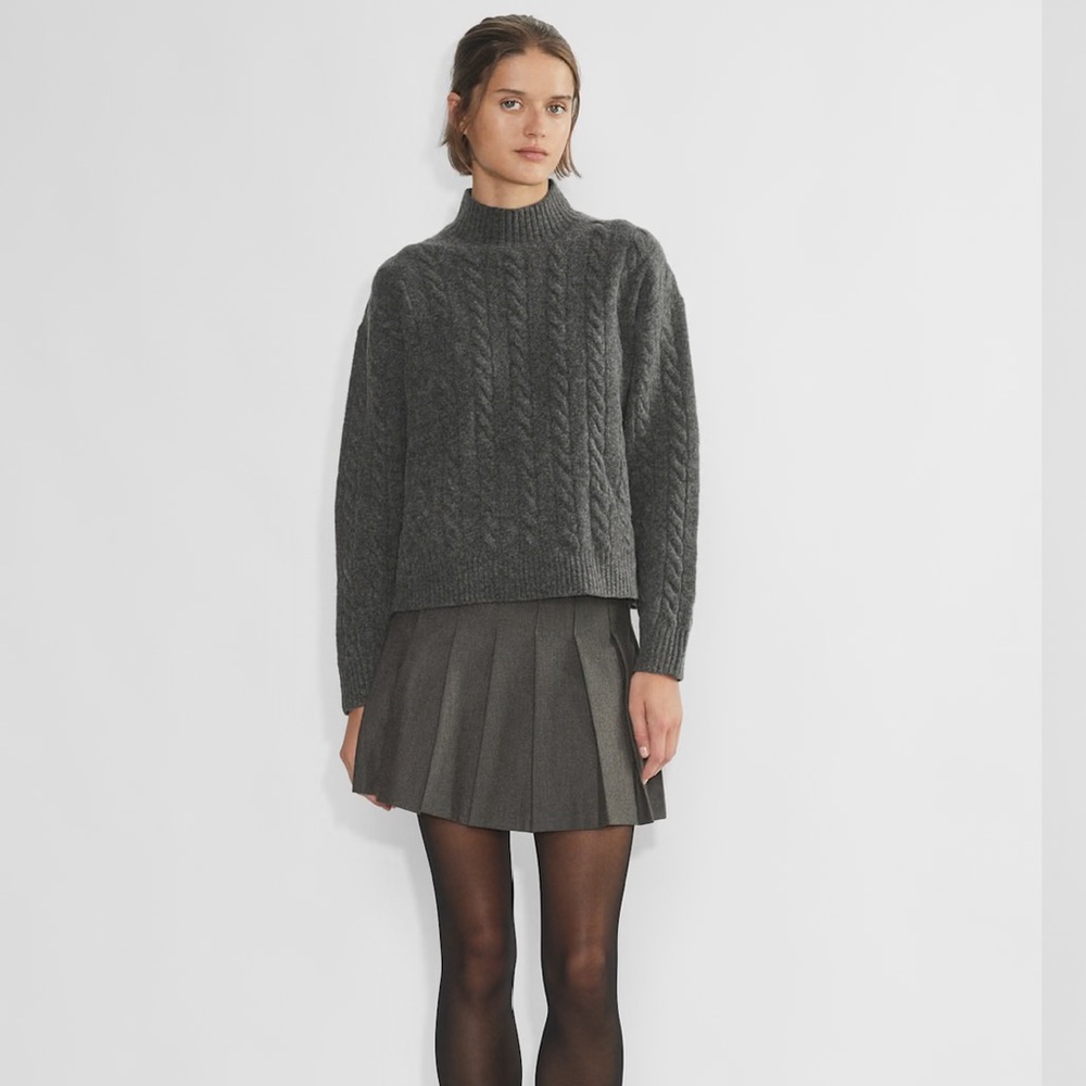 Aritzia Sunday Best Olive Mini Skirt Gray Flannel